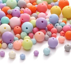 Matte macaron acrylic beads for DIY jewelry making in various pastel colors and sizes