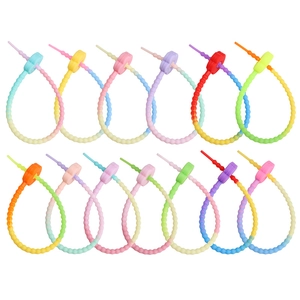 Silicone plum gradient key ring cable tie set with 13 colorful beaded strap organizers