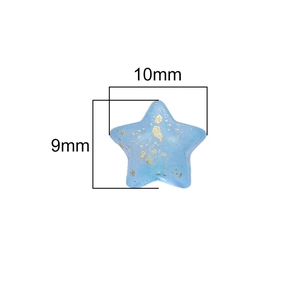 Blue acrylic star bead with gold foil inside, measuring 10x9mm for DIY jewelry making