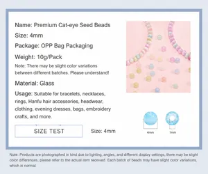 Spécifications de perles en verre œil de chat de 4mm avec trou de 1mm pour bijoux DIY