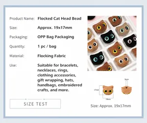 Detailed size chart and product parameters for flocked resin owl beads for DIY jewelry