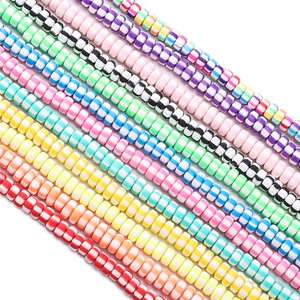 Perline colorate in argilla polimerica a righe per braccialetti e collane fai-da-te
