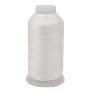 Detailed view of white braided nylon thread roll with high silk luster for hand weaving