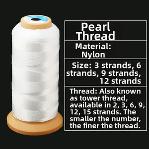 White nylon braided thread for jewelry making, macro detail showing high quality texture