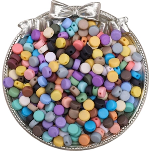 Mélange de perles acryliques mates 4x7mm aux couleurs macaron pour bijoux fait main