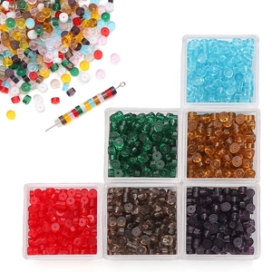 Flat round glass beads for DIY jewelry with organizer box and beading needle set