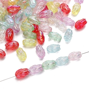 Mixed color acrylic tulip beads with AB coating for DIY jewelry making and crafts