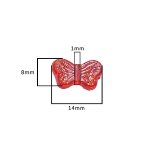 Translucent red acrylic butterfly beads for DIY jewelry with 14mm width and 1mm hole