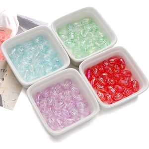 Colorful 8x13mm acrylic tulip beads for DIY jewelry making in four pastel colors