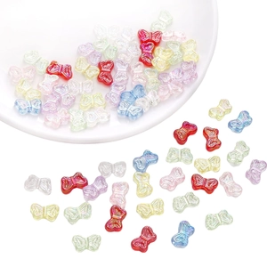Mixed color acrylic bow beads for DIY jewelry making with fine horizontal textures