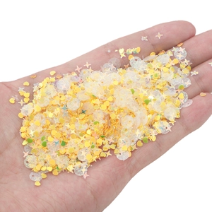 Mix of heart and star sequins in yellow and white for DIY earring jewelry making