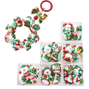 Kit perline natalizie in acrilico dipinte a mano con Babbo Natale e pupazzo di neve