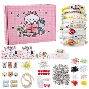 DIY Kerst kralen sieradenset voor kinderen met roze geschenkdoos en dierenbedels