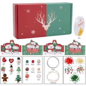 Christmas DIY bead kit including reindeer box, festive charms and colorful seed beads