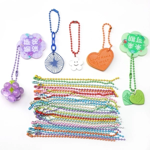 Colorful metal ball chain DIY kit with acrylic flowers and smiling face pendants