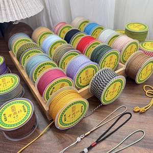 Detailed macro view of colorful nylon cords on plastic spools for DIY jewelry making