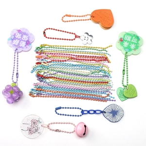 Colorful macaron metal bead chains with acrylic flowers and heart charms DIY kit