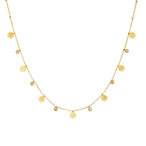 Collana in acciaio dorato con ciondoli albero della vita e zirconi brillanti
