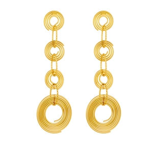 Boucles d'oreilles pendantes dorées à cercles multiples avec design géométrique torsadé
