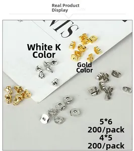 Macro detail of 200pcs butterfly metal earring backs in gold and silver plating
