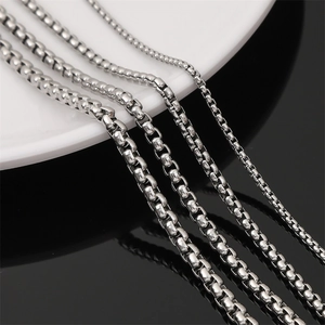 Stainless Steel Box Chain Square Link Chain For DIY Necklace Bracelet Jewelry Making Men Women Silver Polished Bulk Chain