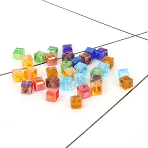 Mix of 8mm colorful crystal glass cube beads with center drill holes for DIY jewelry