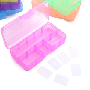 Adjustable 10-compartment pink plastic jewelry organizer with removable dividers for storage