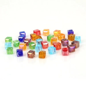 Colorful 8mm faceted glass cube crystal beads for DIY jewelry making and handicraft