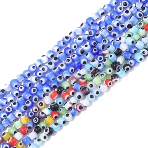 Perles en verre Evil Eye multicolores pour création de bijoux avec fini brillant