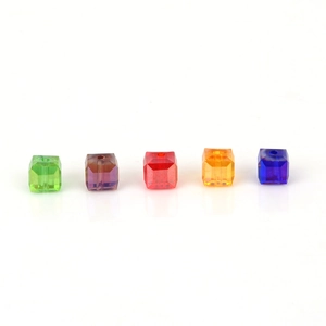 Colorful 8mm faceted cube crystal glass beads set with central hole for DIY jewelry making
