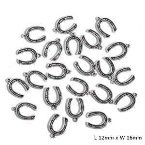 Silver alloy horseshoe charms for DIY jewelry making, vintage style 12mm x 16mm charms