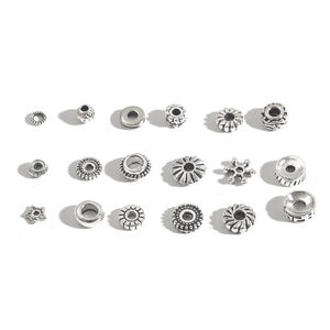 Antique Silver Alloy Spacer Beads Vintage Style DIY Jewelry Making Accessories For Necklace Bracelet Pendant Crafting Flower Star Gear Shapes