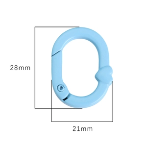 Anello a molla ovale azzurro con cuore, moschettone fai-da-te 28mm x 21mm in lega