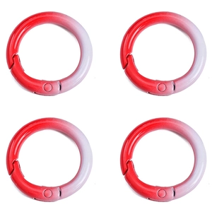 Detailed set of four gradient red and pink alloy spring rings for DIY keychain making