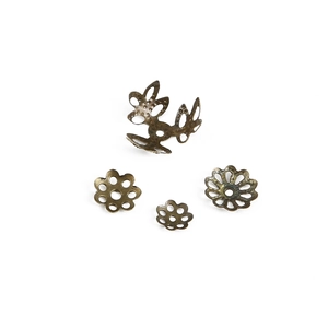 Antique bronze flower bead caps and hollow spacers for DIY jewelry making accessories