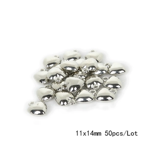 50pcs shiny silver heart-shaped CCB spacer beads with loop for DIY jewelry making 11x14mm