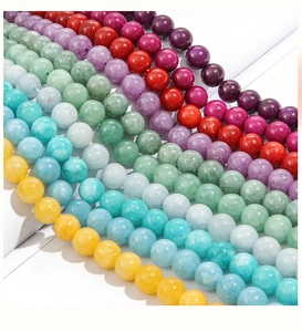 Macro shot of colorful natural stone round beads for DIY jewelry making and bracelet crafts