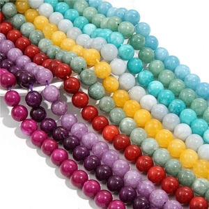 Natural Colored White Stone Round Loose Beads For DIY Jewelry Making Polished Semi Finished Spacer Beads For Bracelet Necklace