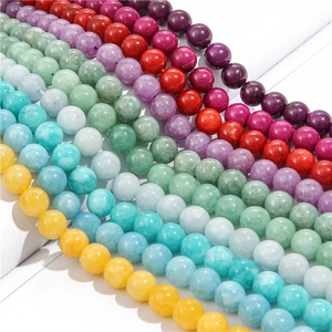 Polished colorful natural stone round beads for DIY jewelry making handmade bracelets