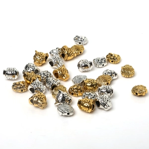 Colgantes de cabeza de león y leopardo en aleación de zinc para bisutería artesanal