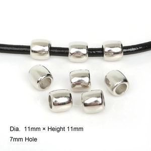 Polished silver CCB large hole barrel beads for DIY jewelry making 11mm diameter