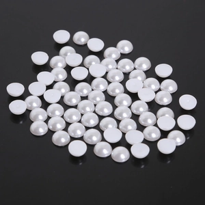 Perle mezzotonde bianche in ABS a fondo piatto per accessori capelli e gioielli fai-da-te