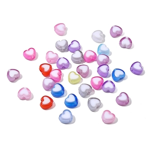 Colorful acrylic heart beads for DIY jewelry making and handmade craft necklaces