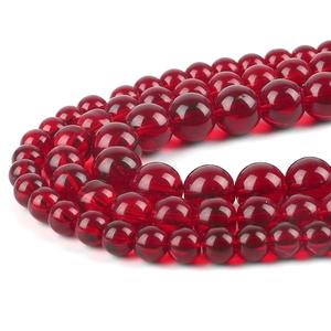 Polished transparent garnet red glass beads for handmade jewelry necklaces and bracelets