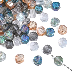DIY Glass Beads Jewelry Making Supplies Rose Heart Four Leaf Clover Shape Aurora Electroplated Loose Beads For Handmade Crafts