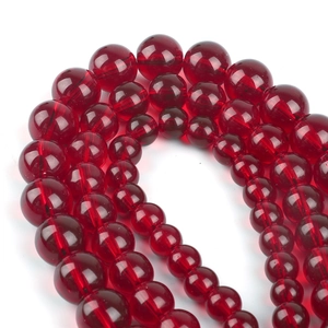 Deep red translucent round glass beads for DIY necklaces and handmade jewelry crafts