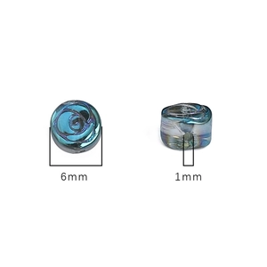 6mm blue metallic plated glass beads with embossed rose pattern for DIY jewelry making