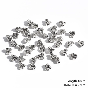 Détail des perles 8mm en alliage d'argent vintage avec trou de 2mm pour bijoux DIY