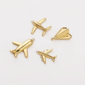 Polished 14K gold filled airplane pendants for DIY jewelry making and necklaces
