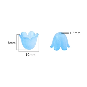 Sky blue lily of the valley acrylic beads 10x8mm with frosted gradient finish